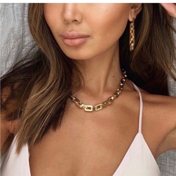 Eddie Borgo Supra Link Necklace 17” 12K Gold Finished - Picture 1 of 10